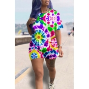 Lovely Casual Print White Two-piece Shorts Set