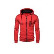 Lovely Casual Drape Design Red Coat