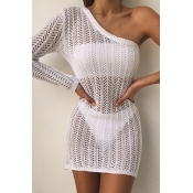 Lovely One Shoulder White Beach Dress