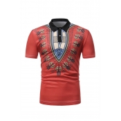 Lovely Ethnic Buttons Design Red Shirt