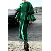 Lovely Casual Flounce Green Plus Size Coat