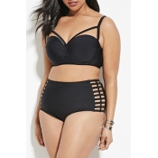 Lovely Sexy Hollow-out Plus Size Two-piece Swimsui