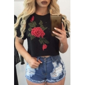 Lovely Leisure Print Black T-shirt