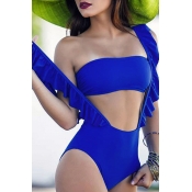 Lovely Sweet Flounce Blue Two-piece Swimsuit