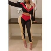 Lovely Stylish Patchwork Black Two-piece Pants Set
