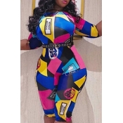 Lovely Chic Print Skinny Multicolor One-piece Romp