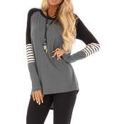 Lovely Chic Button Grey T-shirt