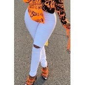 Lovely Casual Hollow-out White Pants