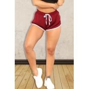 Lovely Casual Drawstring Wine Red Shorts