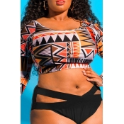 Lovely Hollow-out Print Multicolor Plus Size Two-p