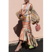 Lovely Chic Striped Multicolor Trumpet Mermaid Dre