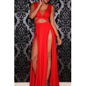 Lovely Sexy High Slit Red Evening Dress 