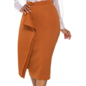 Lovely Casual Straight Coffee Skirt