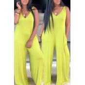 LW Leisure Basic Loose Yellow One-piece Jumpsuit