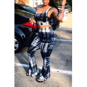 Lovely Leisure Print Black Two-piece Pants Set