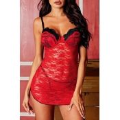 Lovely Sexy Patchwork Red Babydolls