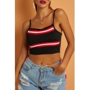 Lovely Casual Striped Black Camisole