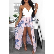Lovely Chic Print Light Pink One-piece Romper