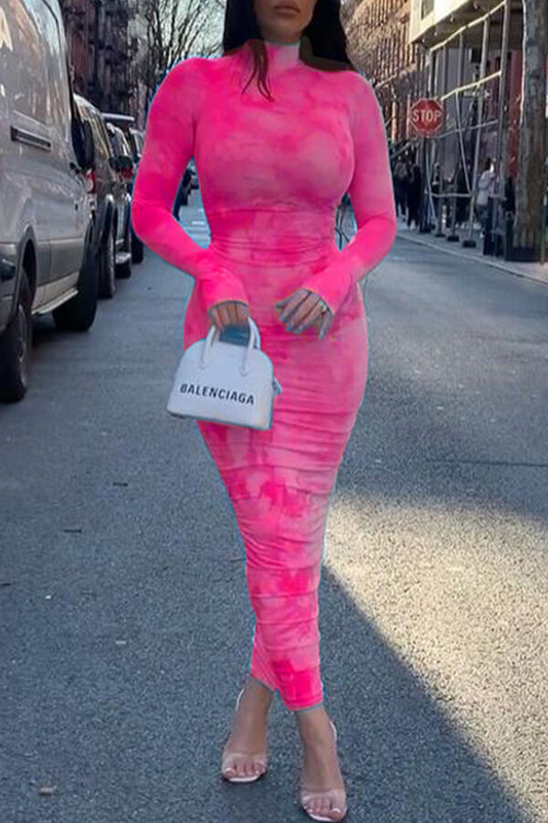 Lovely Trendy Print Pink Ankle Length Dress