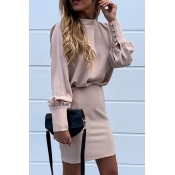 Lovely Work Backless Beige Mini Dress