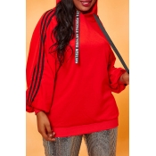 Lovely Casual Patchwork Orange Plus Size Hoodie