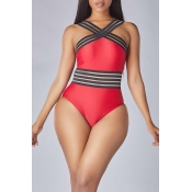 Lovely Striped Red One-piece Swimsuit