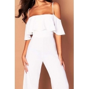 Lovely Chic Flounce White One-piece Jumpsuit