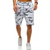 Lovely Street Print Drawstring White Shorts