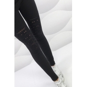Lovely Casual Patchwork Black Pants