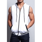 Lovely Trendy Zipper Design White  Vest