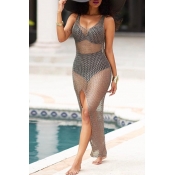 Lovely Hollow-out Grey Cover-up