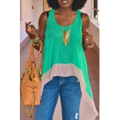 Lovely Casual Patchwork Green Camisole
