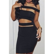 Lovely Trendy Hollow-out Black Mini Dress