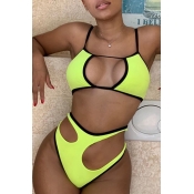 Lovely Hollow-out Light Green Bathing Suit Two-pie