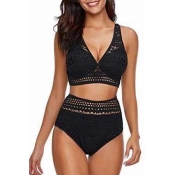 Lovely Lace Black Bathing Suit Two-piece Swimsuit