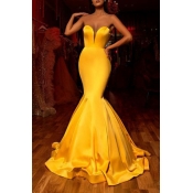 Lovely Party Dew Shoulder Yellow Prom Dress