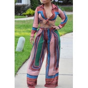 Lovely Bohemian Print Multicolor Two-piece Pants S