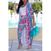 Lovely Casual Print Rose Red Two-piece Pants Set