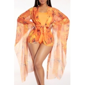 Lovely Basic Skinny Orange Bathing Suit One-piece 