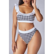 Lovely Patchwork Black Bathing Suit Two-piece Swim