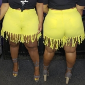 Lovely Casual Tassel Design Lemon Yellow Plus Size