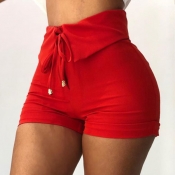LW Trendy Lace-up Red Shorts