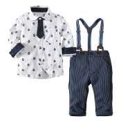 Lovely Trendy Print White Boy Two-piece Pants Set