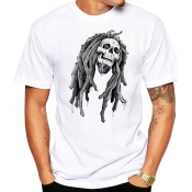 Men Lovely Casual Print White T-shirt