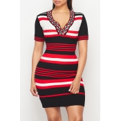 Lovely Trendy Striped Black Mini Dress