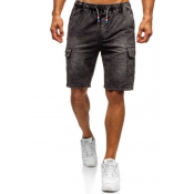 Lovely Casual Pocket Patched Black Shorts