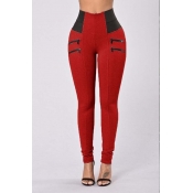 Lovely Leisure Zipper Design Red Pants