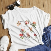 Lovely Sweet Print White T-shirt