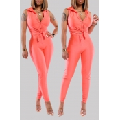 Lovely Casual Buttons Design Jacinth Two-piece Pan