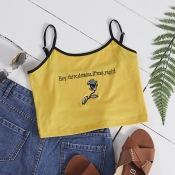 Lovely Casual Embroidered Yellow Camisole